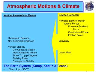 Atmospheric Motions &amp; Climate