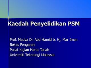 Kaedah Penyelidikan PSM