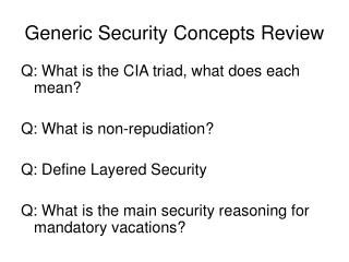 Generic Security Concepts Review