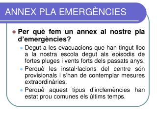 ANNEX PLA EMERGÈNCIES