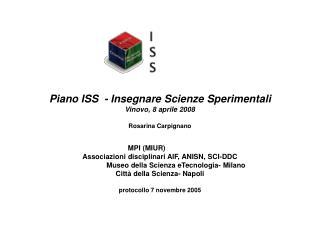 Piano ISS - Insegnare Scienze Sperimentali Vinovo, 8 aprile 2008 Rosarina Carpignano