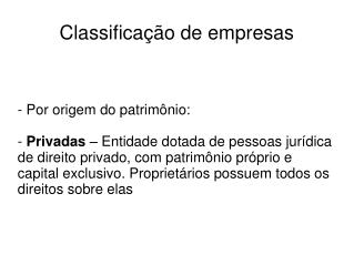 Classificação de empresas