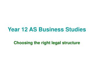 Year 12 AS Business Studies