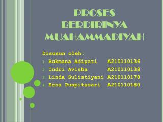 PROSES BERDIRINYA MUAHAMMADIYAH