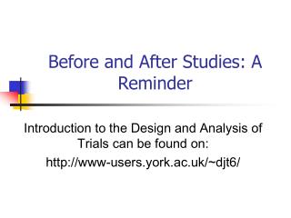 Before and After Studies: A Reminder