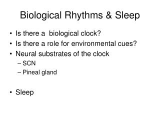 Biological Rhythms &amp; Sleep
