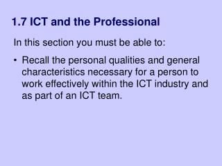 1.7 ICT and the Professional
