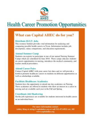 Health Career Promotion Opportunities