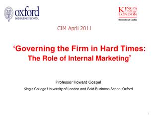 ‘Governing the Firm in Hard Times: The Role of Internal Marketing ’