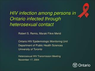 HIV infection among persons in Ontario infected through heterosexual contact