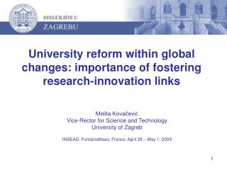 University reform within global changes: importance of fostering research-innovation links