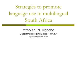 Strategies to promote language use in multilingual South Africa