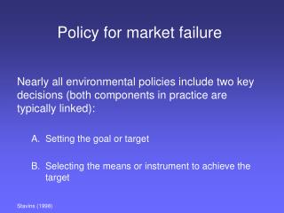 Policy for market failure