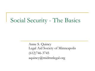 Social Security - The Basics