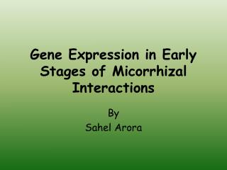 Gene Expression in Early Stages of Micorrhizal Interactions