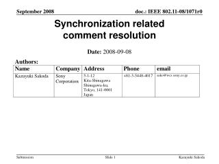 Synchronization related comment resolution
