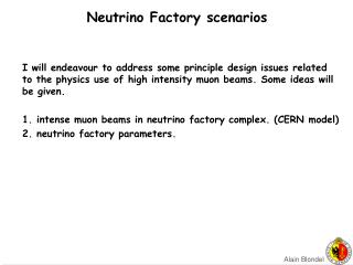 Neutrino Factory scenarios
