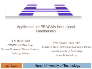 Application for PRAGMA Institutional Membership