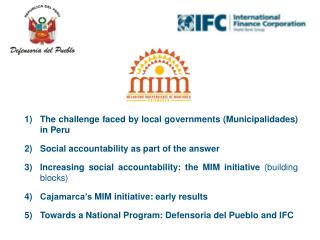 The challenge faced by local governments (Municipalidades) in Peru