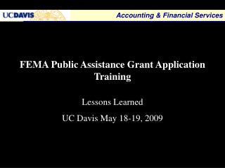 FEMA Public Assistance Grant Application Training