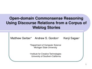 Open-domain Commonsense Reasoning Using Discourse Relations from a Corpus of Weblog Stories