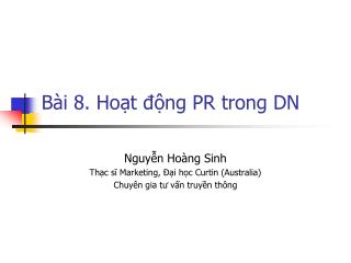 Bài 8. Hoạt động PR trong DN