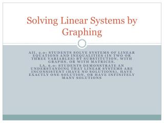 Solving Linear Systems by Graphing