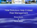 How Solicitors Help Embed Risk Management