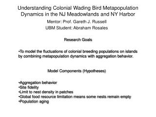 Understanding Colonial Wading Bird Metapopulation Dynamics in the NJ Meadowlands and NY Harbor