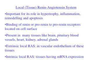 Local (Tissue) Renin-Angiotensin System