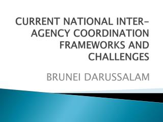 CURRENT NATIONAL INTER-AGENCY COORDINATION FRAMEWORKS AND CHALLENGES