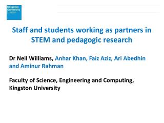 Staff and students working as partners in STEM and pedagogic research