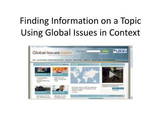 Finding Information on a Topic Using Global Issues in Context
