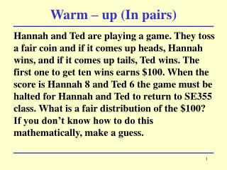 Warm – up (In pairs)