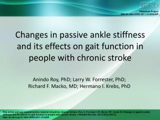 Changes in passive ankle stiffness and its effects on gait function in people with chronic stroke