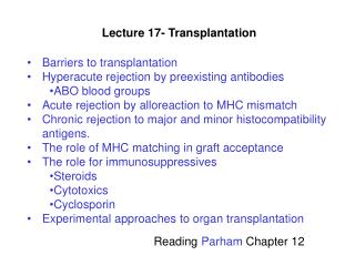 Lecture 17- Transplantation