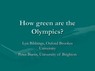 How green are the Olympics?