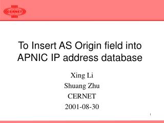 To Insert AS Origin field into APNIC IP address database