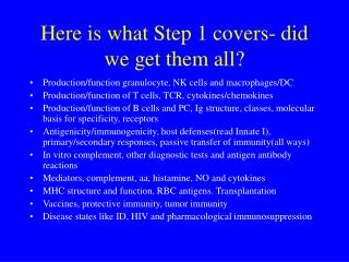 Here is what Step 1 covers- did we get them all?