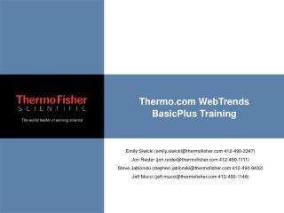 Thermo WebTrends BasicPlus Training