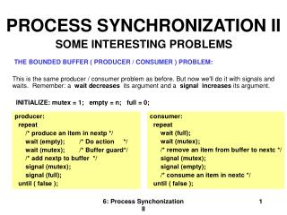 PROCESS SYNCHRONIZATION II