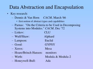 Data Abstraction and Encapsulation