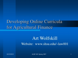 Developing Online Curricula for Agricultural Finance