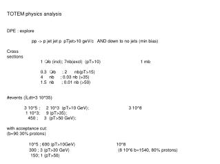 TOTEM physics analysis DPE : explore