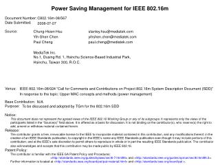 Power Saving Management for IEEE 802.16m