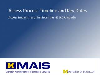 Access Process Timeline and Key Dates