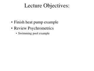 Lecture Objectives: