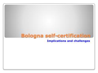 Bologna self-certification