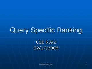 Query Specific Ranking