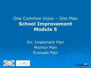 One Common Voice – One Plan School Improvement Module 5